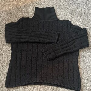 Talbots Black Textured Turtleneck Sweater